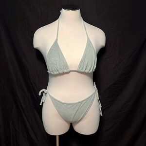 PrettyLittleThing- Terry Cloth Bikini- Teal UK size 20= USA Size 16